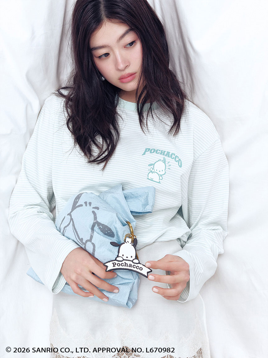 ポチャッコ】裾ドロストボーダーロングTシャツ(Tシャツ・カットソー