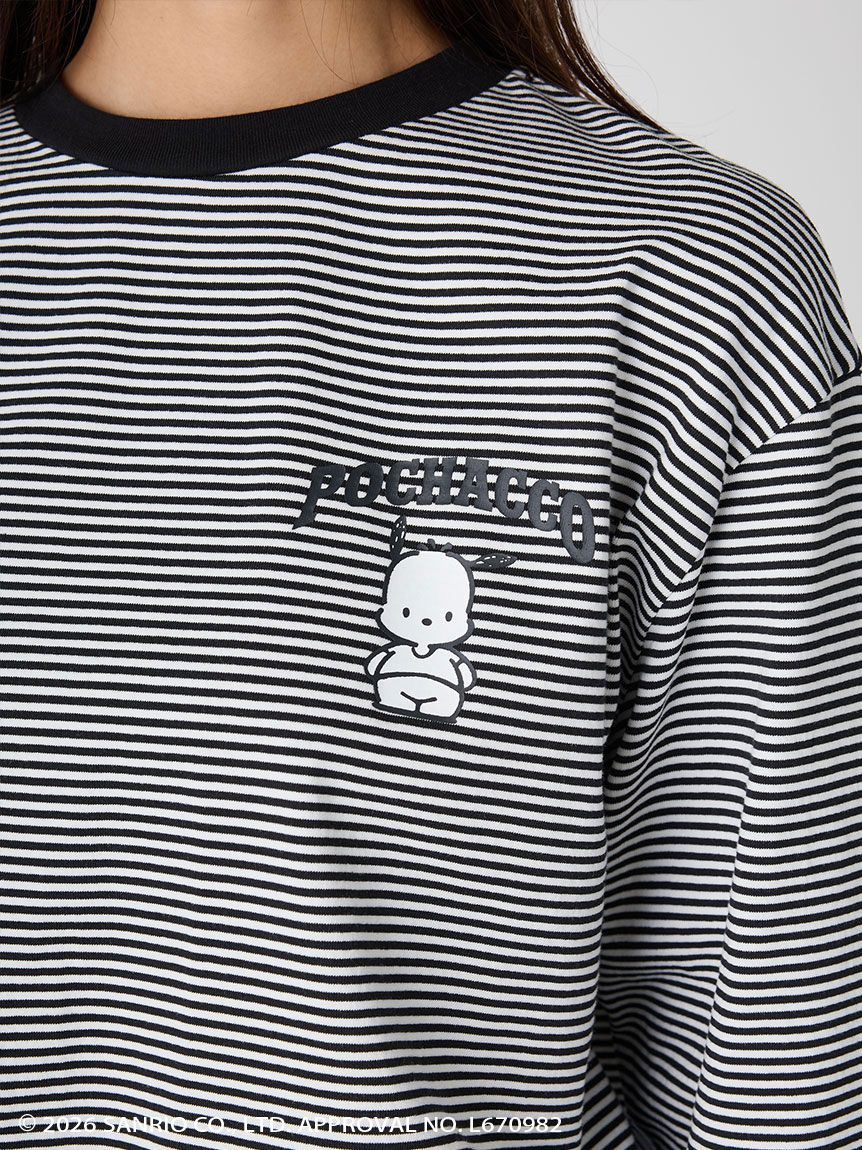 ポチャッコ】裾ドロストボーダーロングTシャツ(Tシャツ・カットソー