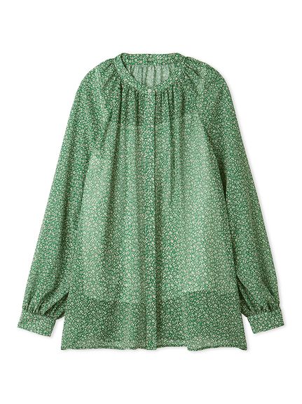 2WAY花柄シアーボウタイブラウス【ウォッシャブル】(シャツ
