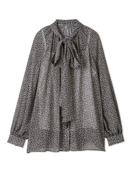 2WAY花柄シアーボウタイブラウス【ウォッシャブル】(シャツ