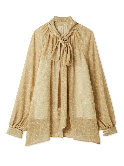 2WAY花柄シアーボウタイブラウス【ウォッシャブル】(シャツ