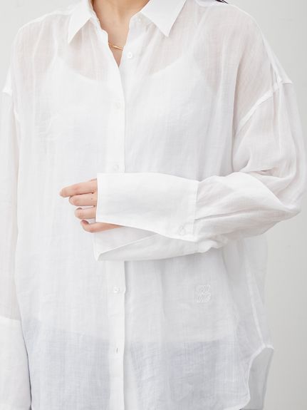 美品♪ミラオーウェン レーヨンラミーシアーシャツ 長袖 ゆったり 洗える 麻 Mila Owen（ミラオーウェン）の「ラミーオーバーシアーシャツ