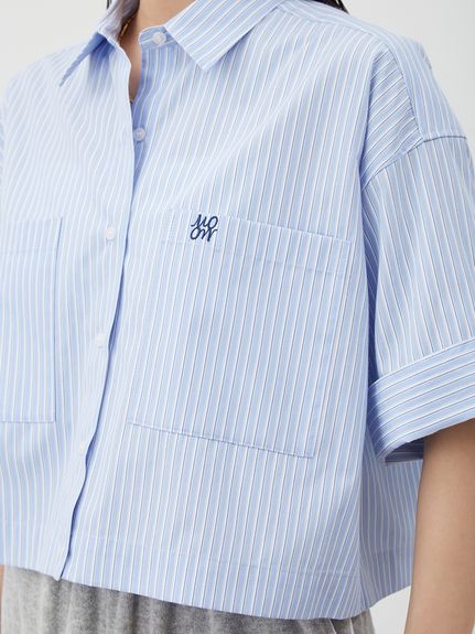 ミラオーウェン　【ウォッシャブル】クロップドハーフスリーブシャツ ウォッシャブル】クロップドハーフスリーブシャツ(シャツ