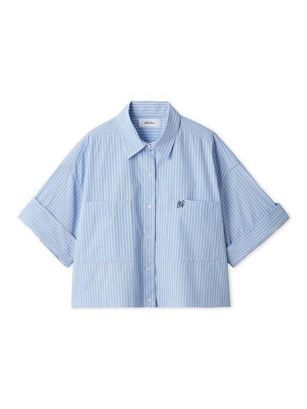 ウォッシャブル】クロップドハーフスリーブシャツ(シャツ