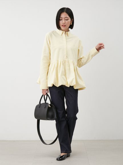 釦ダウン裾バルーンペプラムシャツ(シャツ)｜トップス｜Mila Owen  