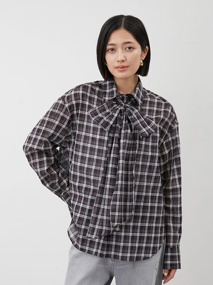 2wayシャツ衿シアーボウタイブラウス(ブラウス)｜トップス｜Mila Owen