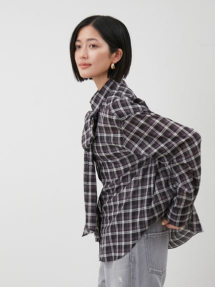 美品✨ トゥモローランドコレクション 2wayドット ボウタイブラウス シアー 美品 トゥモローランドコレクション 2wayドット ボウタイ