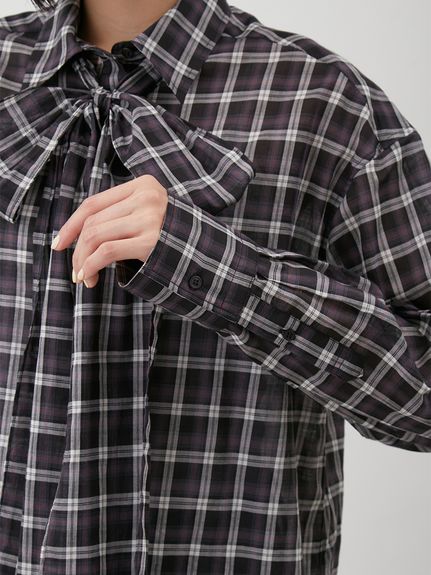 2wayシャツ衿シアーボウタイブラウス(ブラウス)｜トップス｜Mila Owen