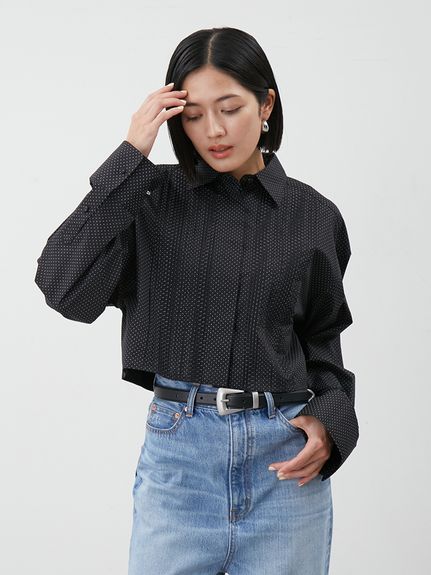 ピンタックデザインクロップドドレスシャツ(シャツ)｜トップス｜Mila