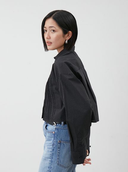 ピンタックデザインクロップドドレスシャツ(シャツ)｜トップス