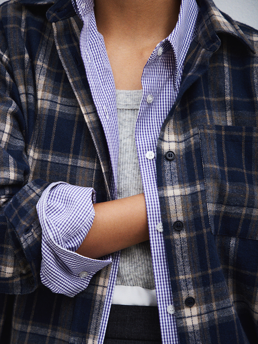 タブスリーブ釦ダウン柄シャツ(シャツ)｜トップス｜Mila Owen（ミラ  