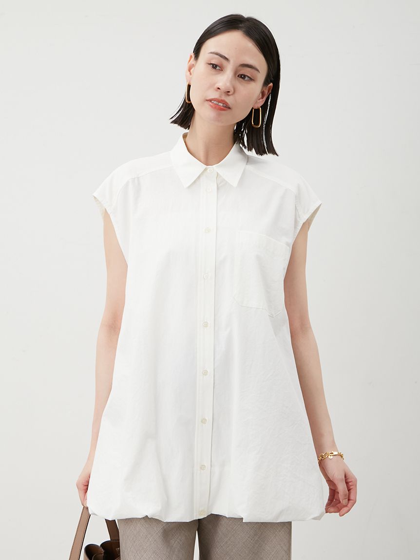 「Mila Owen」 ノースリーブシャツ ONE SIZE ホワイト レディース Mila Owen ブラウス シャツ ノースリーブシャツカーブサテン