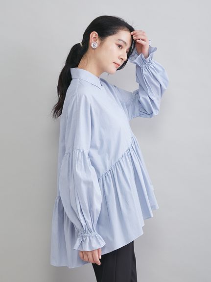 シャツ衿ギャザーチュニックブラウス(ブラウス)｜トップス｜Mila Owen