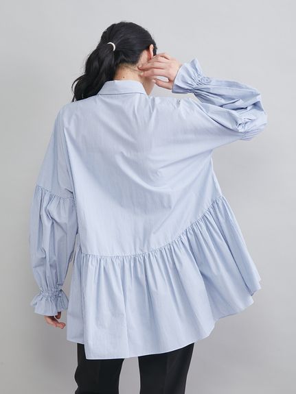 シャツ衿ギャザーチュニックブラウス(ブラウス)｜トップス｜Mila Owen