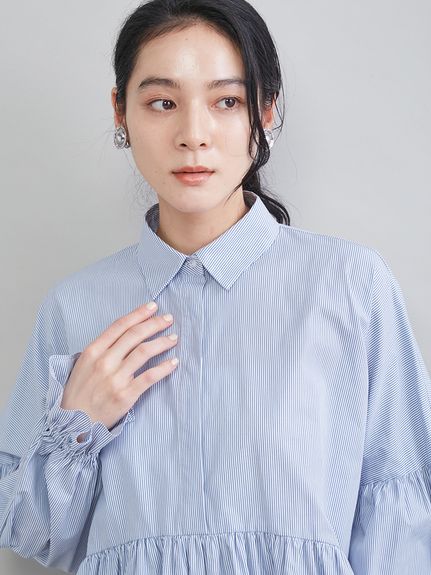 シャツ衿ギャザーチュニックブラウス(ブラウス)｜トップス｜Mila Owen