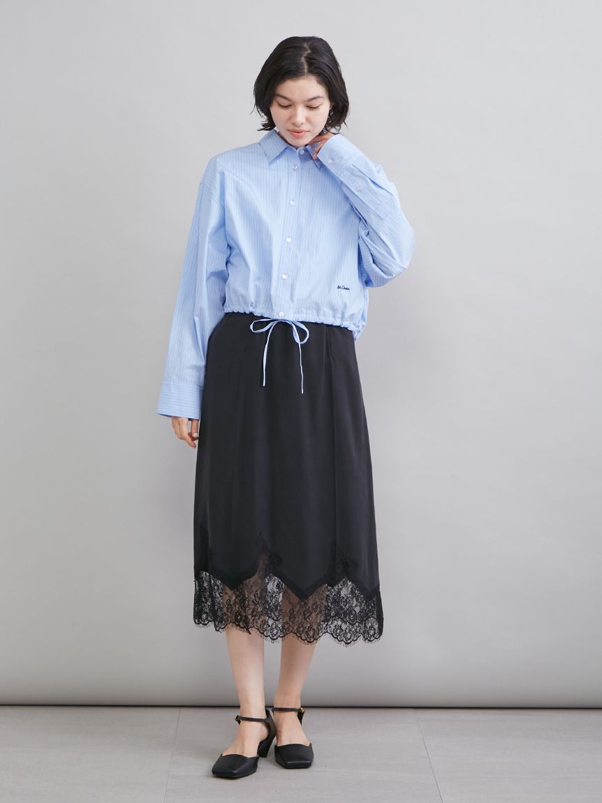 ストライプドロストショートシャツ(シャツ)｜トップス｜Mila Owen