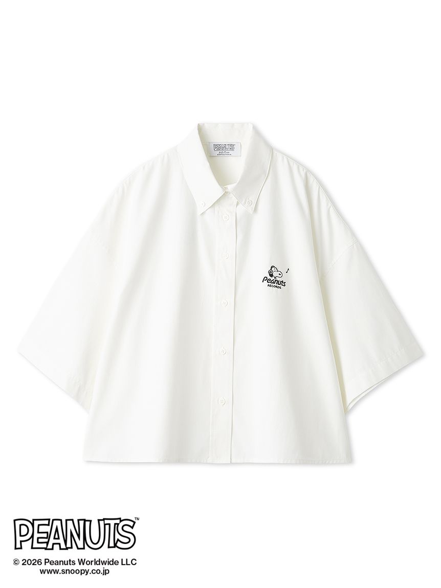 美品✨Y's for living オーバサイズシャツ シェルボタン 洗える 白 PEANUTS RECORDS】ボタンダウン短丈シャツ(ブラウス)｜トップス｜Mila