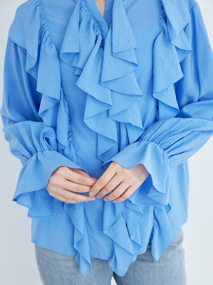 フレアスリーブスキッパーラッフルブラウス(ブラウス)｜トップス｜Mila