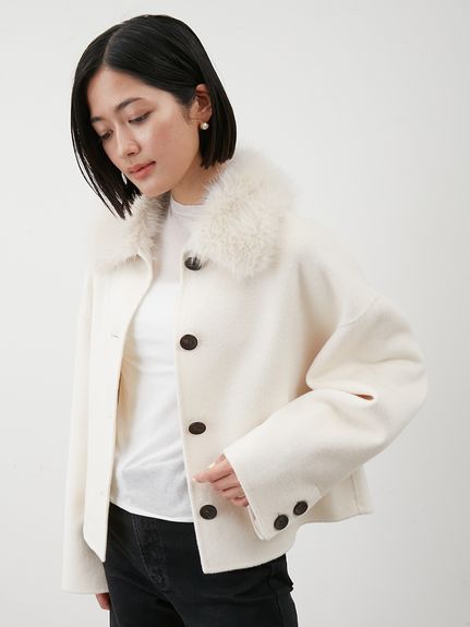 2wayファーカラーリバーショートコート(ハーフコート)｜アウター｜Mila