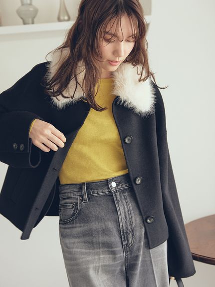 Mila Owen ショートリバーダプルコート Sサイズ 2wayファーカラーリバーショートコート(ハーフコート)｜アウター｜Mila