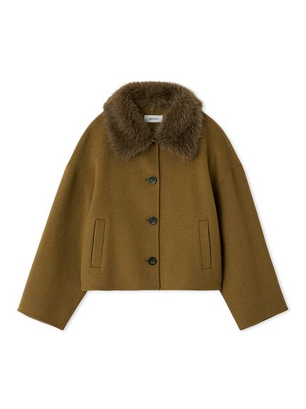 2wayファーカラーリバーショートコート(ハーフコート)｜アウター