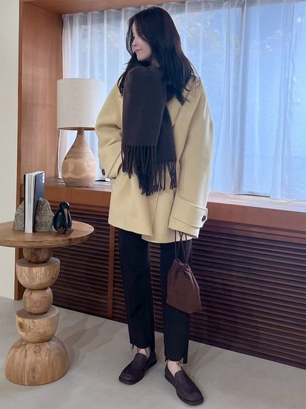 美品 Mila Owen ウールピーコート　ブラック Mila Owen｜woolコクーンシルエットピーコート | Rakuten