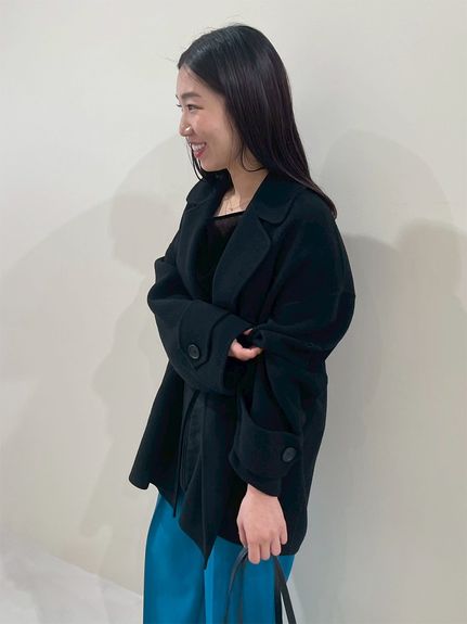woolコクーンシルエットピーコート(ハーフコート)｜アウター