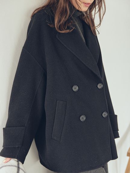 ミラオーウェン　オーバーサイズ　コクーン　ピーコート　ブルー　チェスターコート ミラオーウェン オーバーサイズ コクーン ピーコート ブルー