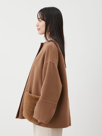 WEB限定カラー】2wayファーポケットリバーコート(ハーフコート