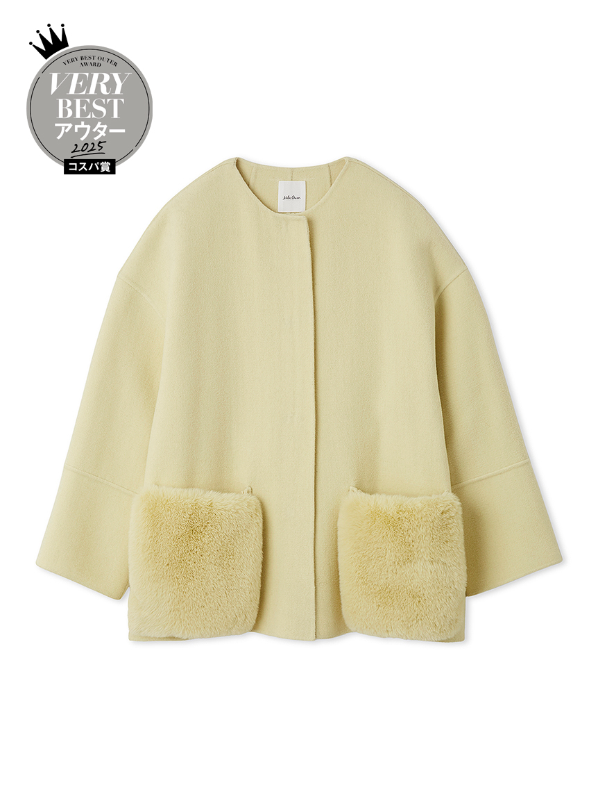 WEB限定カラー】2wayファーポケットリバーコート(ハーフコート