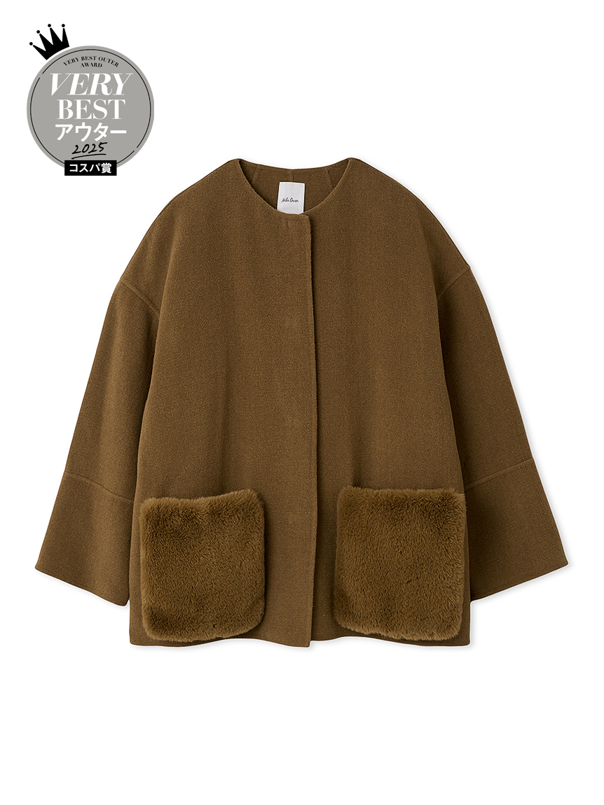 MilaOwen 2WAYファーポケットリバーコート WEB限定カラー】2wayファーポケットリバーコート(ハーフコート