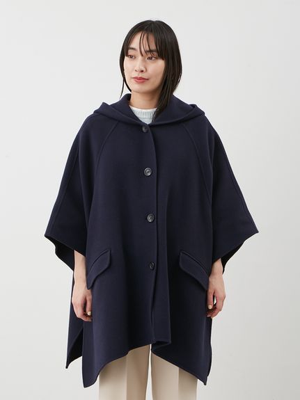 BLAMINK ブラミンク ウール フード ポンチョ コート BLAMINK ブラミンク 23AW フードポンチョ コート36 ネイビー