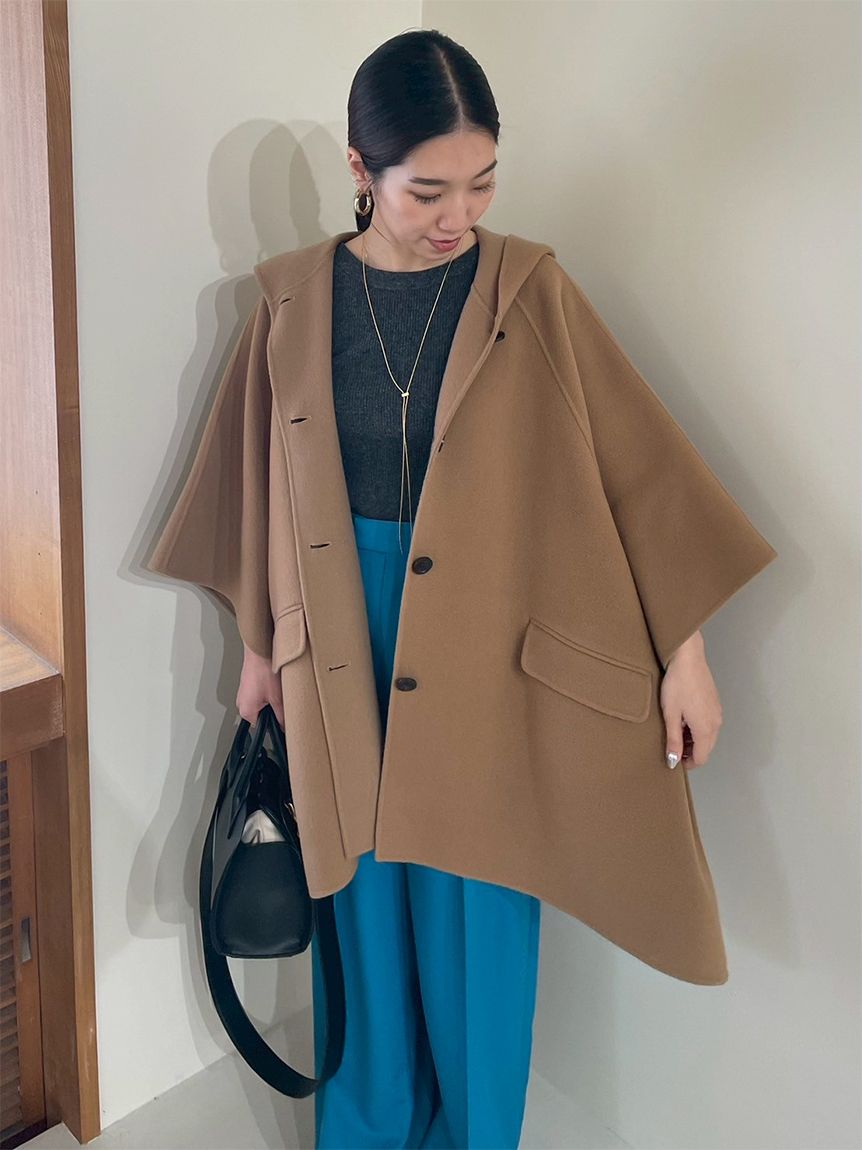 フードポンチョコート(ハーフコート)｜アウター｜Mila Owen