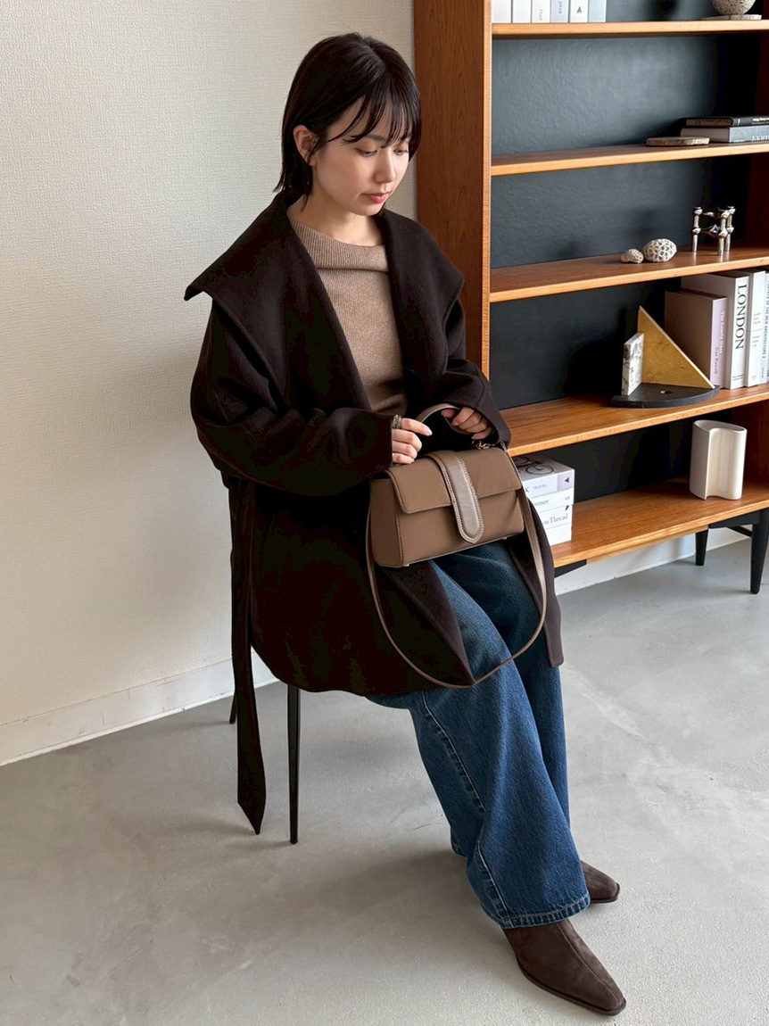 Mira Owen ミラオーウェン　ビックカラーコート　ピーコート　フリーサイズ Mira Owen ミラオーウェン ビックカラーコート ピーコート