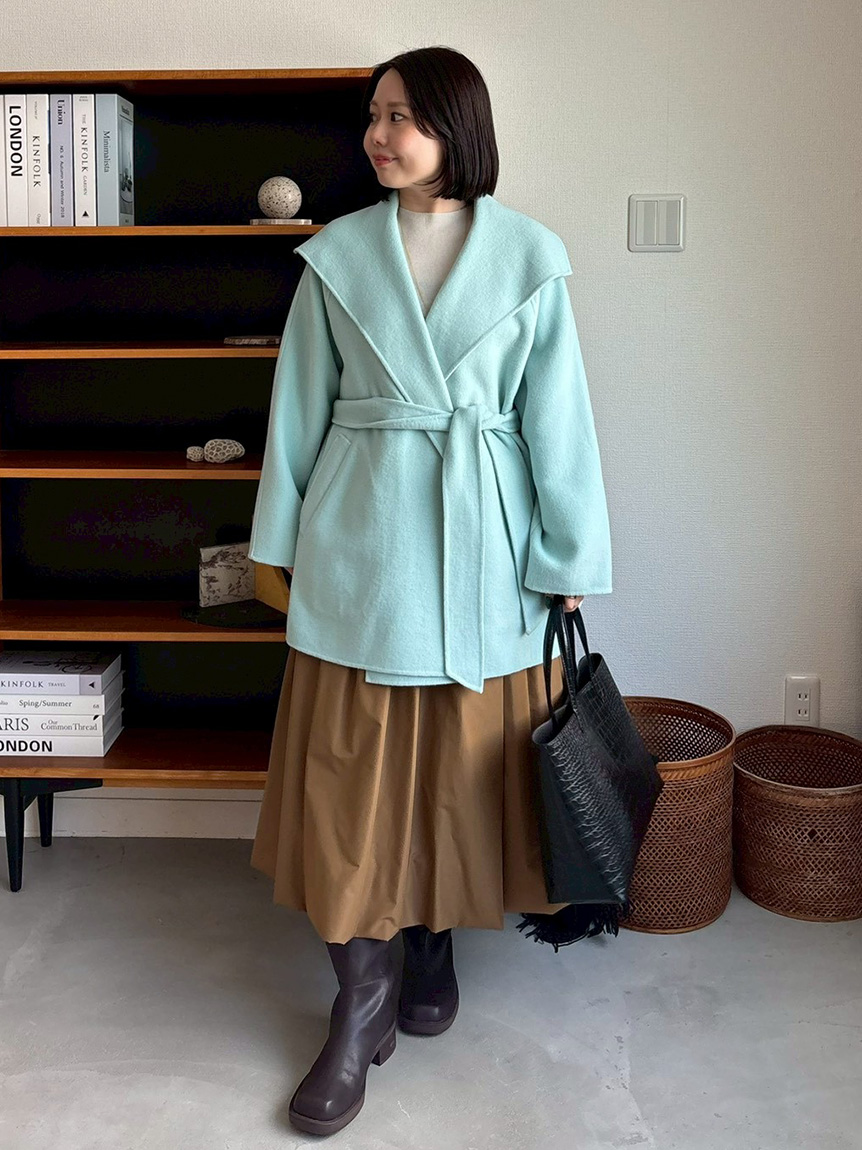 美品✨ミラオーウェン 2023年 ウール混スタンドカラーリバーケープコート M SALE／50%OFF】Mila Owen ウール混スタンドカラーリバーケープ