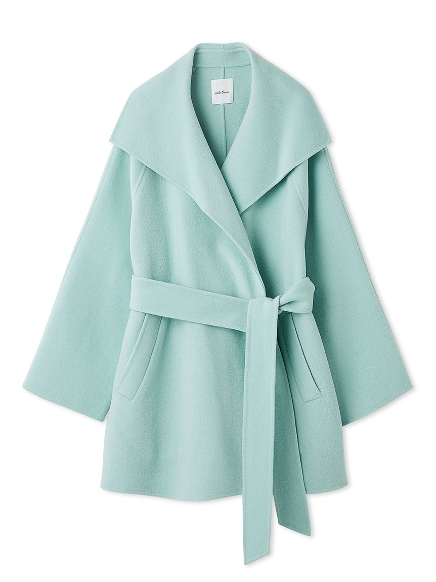 共ベルト付きビックカラーミディ丈コート(ハーフコート)｜アウター