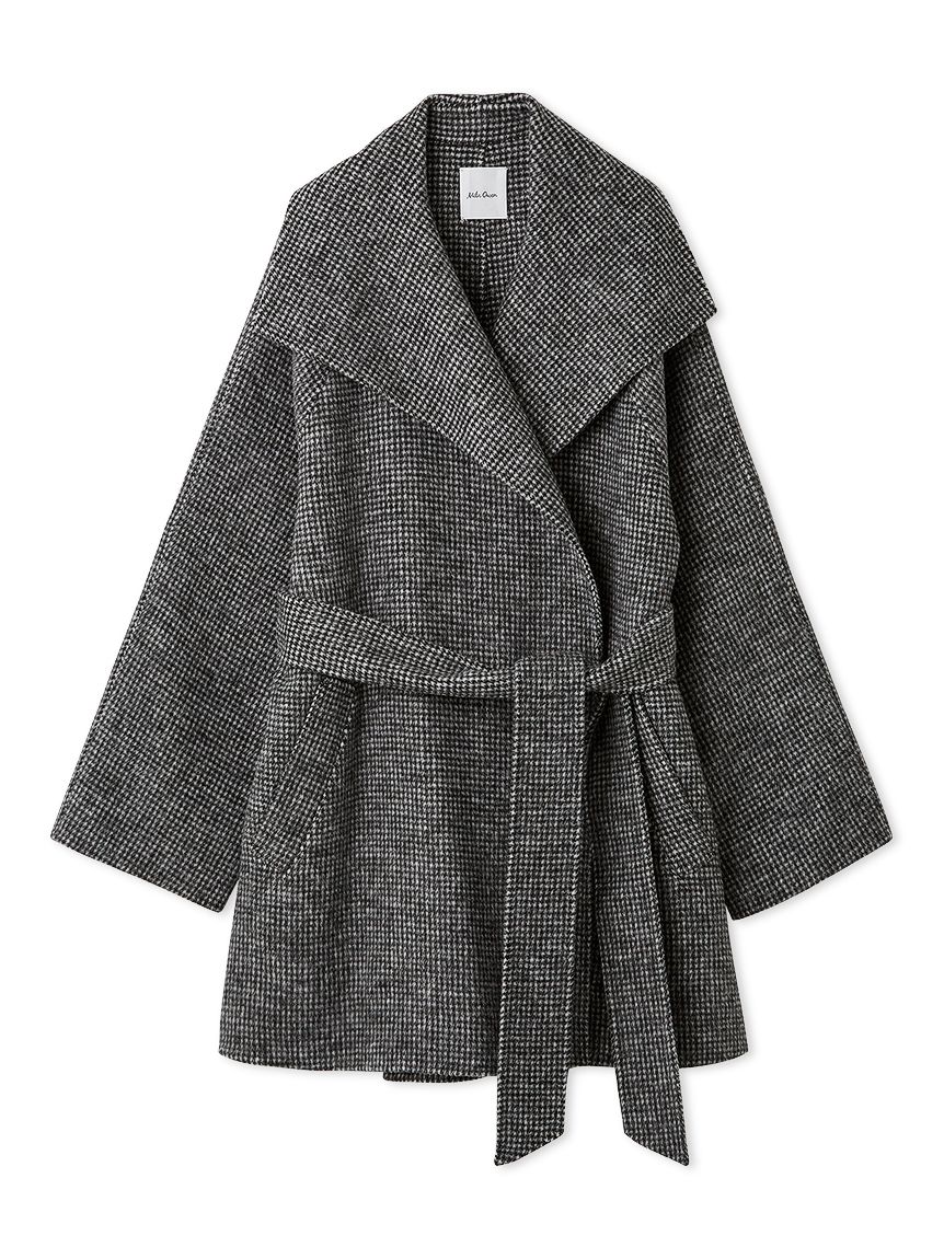 共ベルト付きビックカラーミディ丈コート(ハーフコート)｜アウター