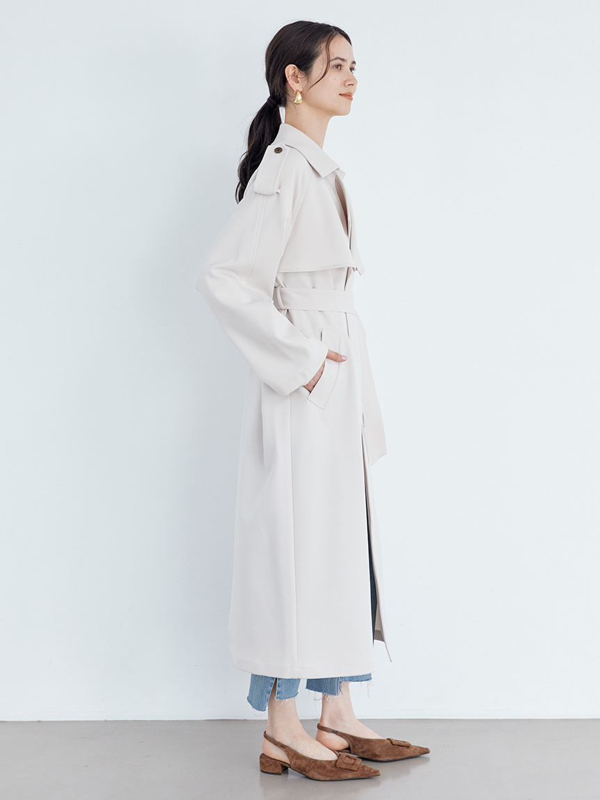 新品タグ付　共ベルト付憲章デザイントレンチコート　BEG ミラ オーウェン Mila Owen 共ベルト付憲章デザイントレンチコート