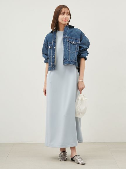 ワイドスリーブクロップドデニムジャケット【ウォッシャブル