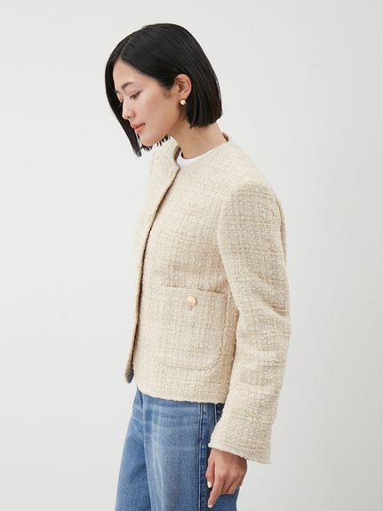 金釦パッチポケットコンパクトツィードジャケット(ジャケット