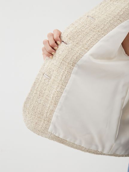 金釦パッチポケットコンパクトツィードジャケット(ジャケット