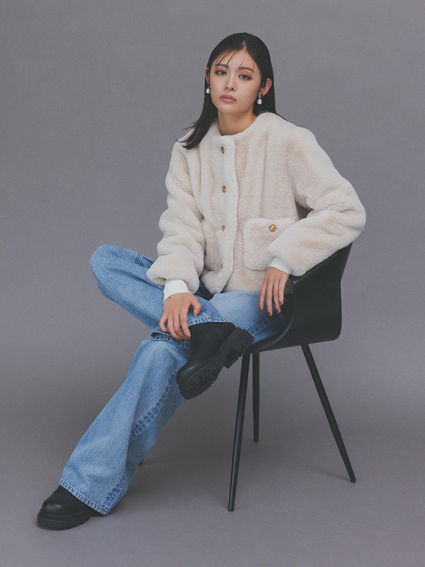 金釦クロップドファージャケット(ジャケット)｜アウター｜Mila Owen