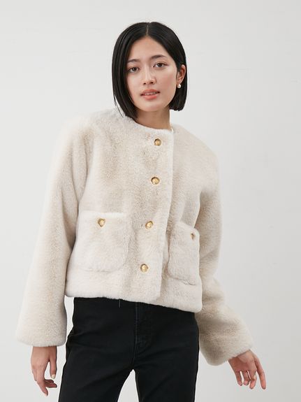 金釦クロップドファージャケット(ジャケット)｜アウター｜Mila Owen