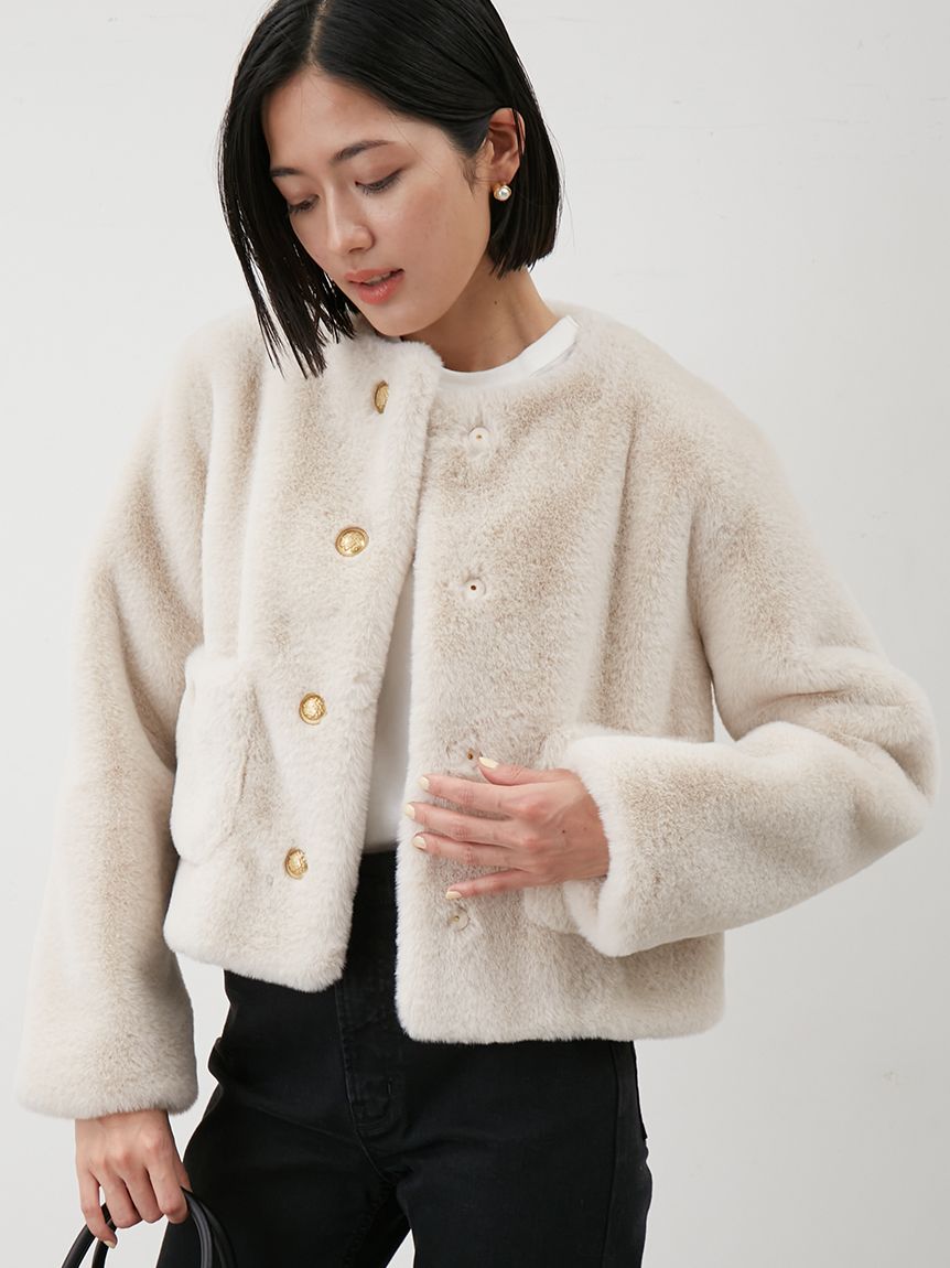 金釦クロップドファージャケット(ジャケット)｜アウター｜Mila