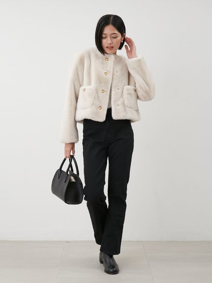 金釦クロップドファージャケット(ジャケット)｜アウター｜Mila Owen