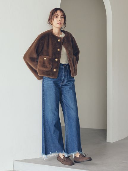 金釦クロップドファージャケット(ジャケット)｜アウター｜Mila Owen