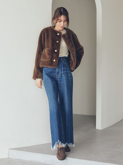 金釦クロップドファージャケット(ジャケット)｜アウター｜Mila Owen