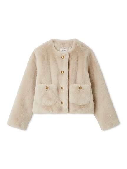 Mila Owen ミラオーウェン ベージュ クロップド　ファージャケット Mila Owen（ミラオーウェン）の「クロップドファージャケット