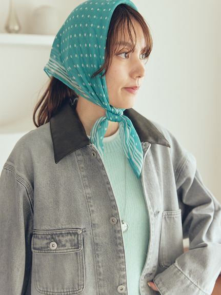 美品　新作　Mila Owen ミラオーウェン　襟レザー　デニムカバーオール Mila Owen（ミラオーウェン） デニムジャケット gジャン ハーフ丈