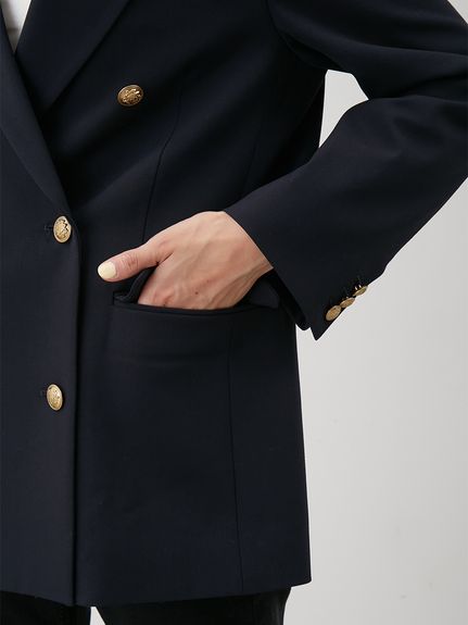 金釦ダブルブレストロングブレザー(テーラードジャケット)｜アウター